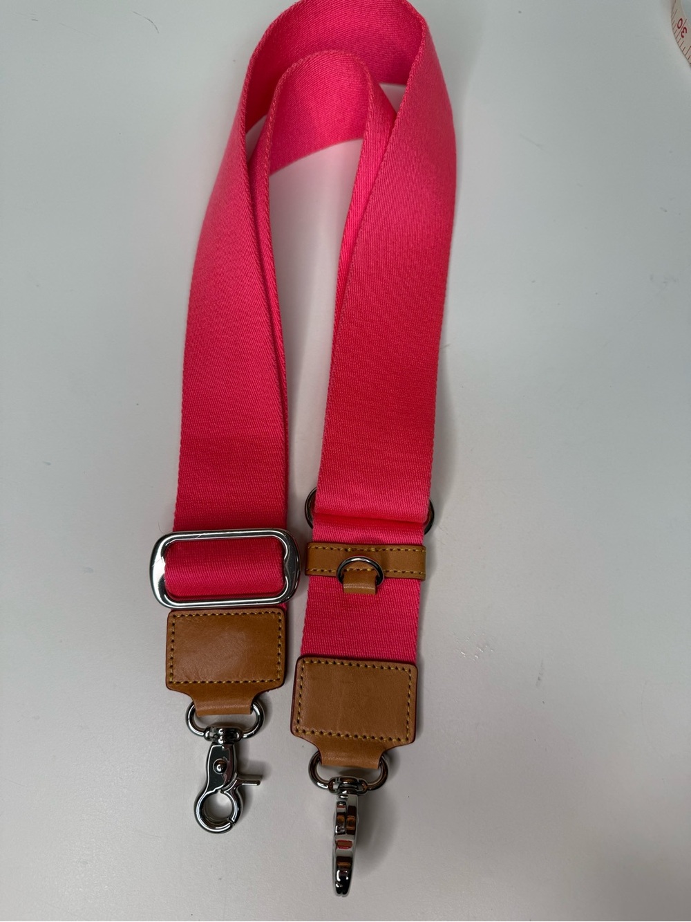 MZ Wallace Hot Pink Adjustable Strap with Tan Leather Accents